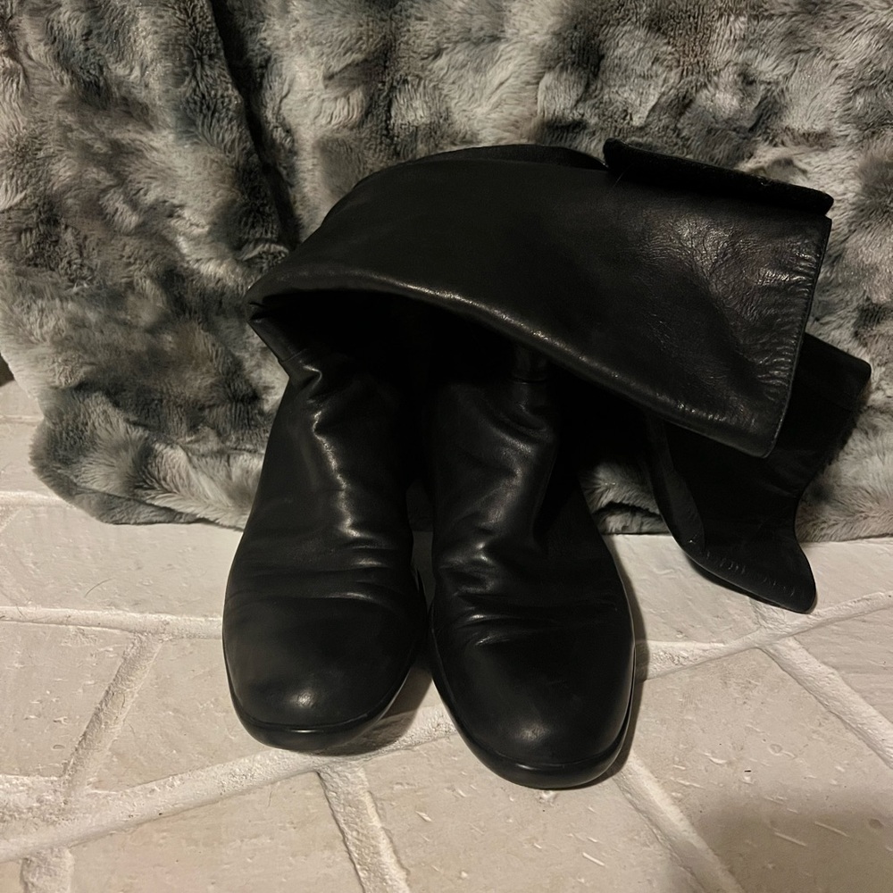 🛑SOLD🛑 PRADA black leather knee high boots.